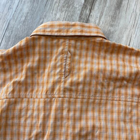 The North Face VaporWick Plaid Button Up Shirt Orange Small Long Sleeve Roll Tab - Picture 12 of 12